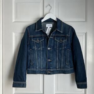 NWT Current Elliott The Baby Trucker Cropped Denim Jacket Size Large